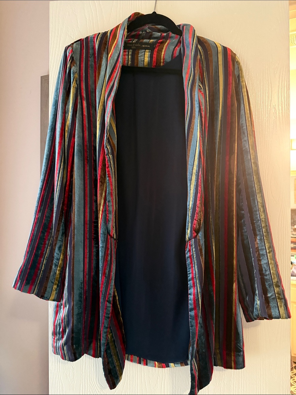 House of Harlow 1960 Multicolor Velvet Striped Open Blazer